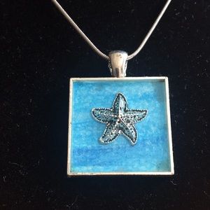 Necklace Starfish Handmade Charm 24” Sterling Silver Serpentine Chain
